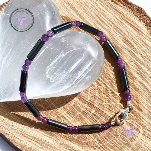 Men’s Amethyst Hematite Tube Bracelet